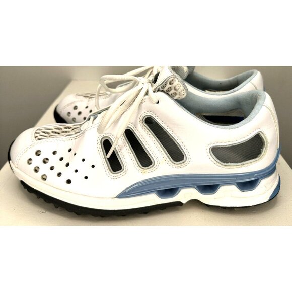 Adidas Womens Shoes Leather Golf Sneakers Adiprene Climacool White Blue Size 6 - Picture 3 of 13